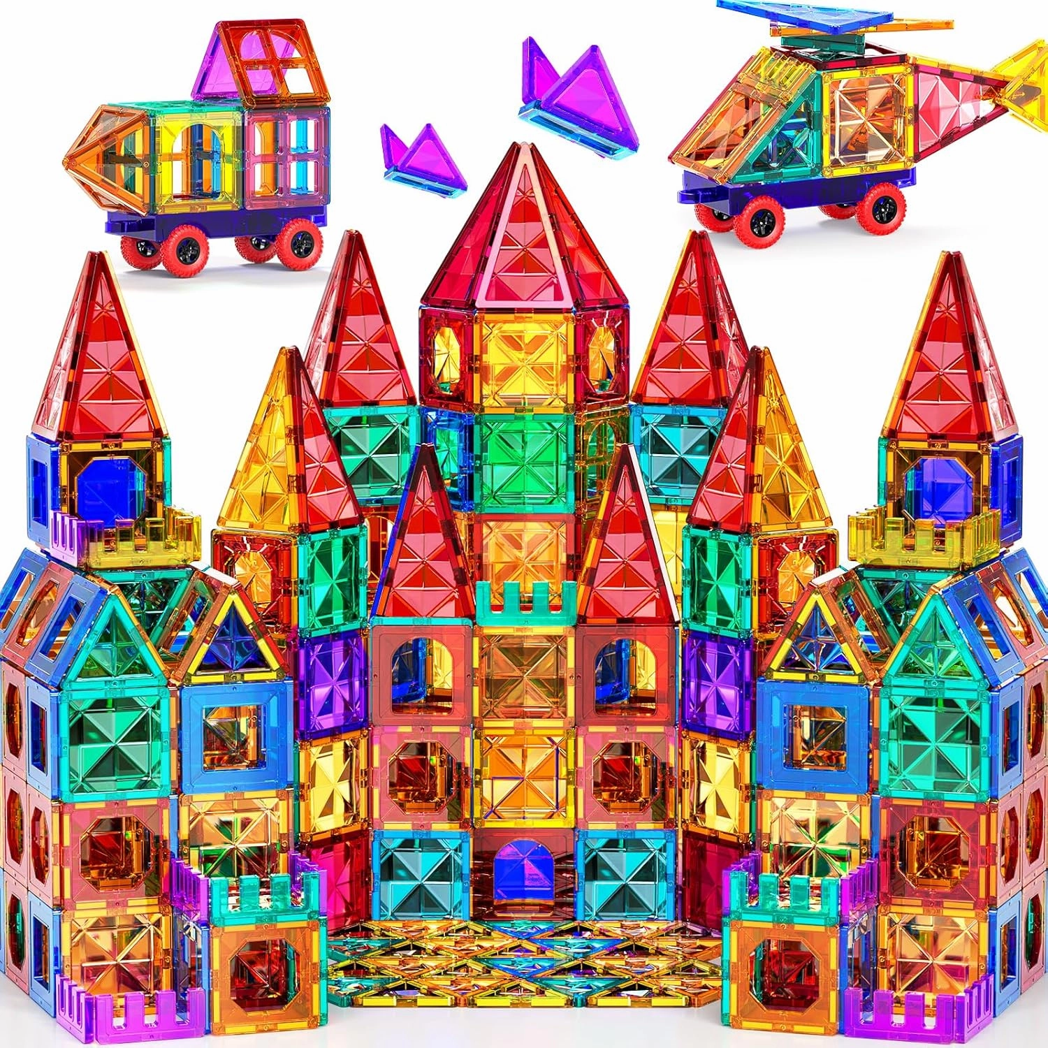 TEMI Magnet Tiles, 80 PCS Magnet Building Toy, Magnets Building Set, Learning and Education Toys Christmas Toy Gifts for Ages 3 4 5 6 7 8  Year Old Toddler Kids Boys and Girls