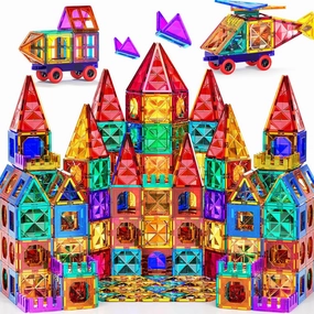 TEMI Magnet Tiles, 80 PCS Magnet Building Toy, Magnets Building Set, Learning and Education Toys Christmas Toy Gifts for Ages 3 4 5 6 7 8  Year Old Toddler Kids Boys and Girls