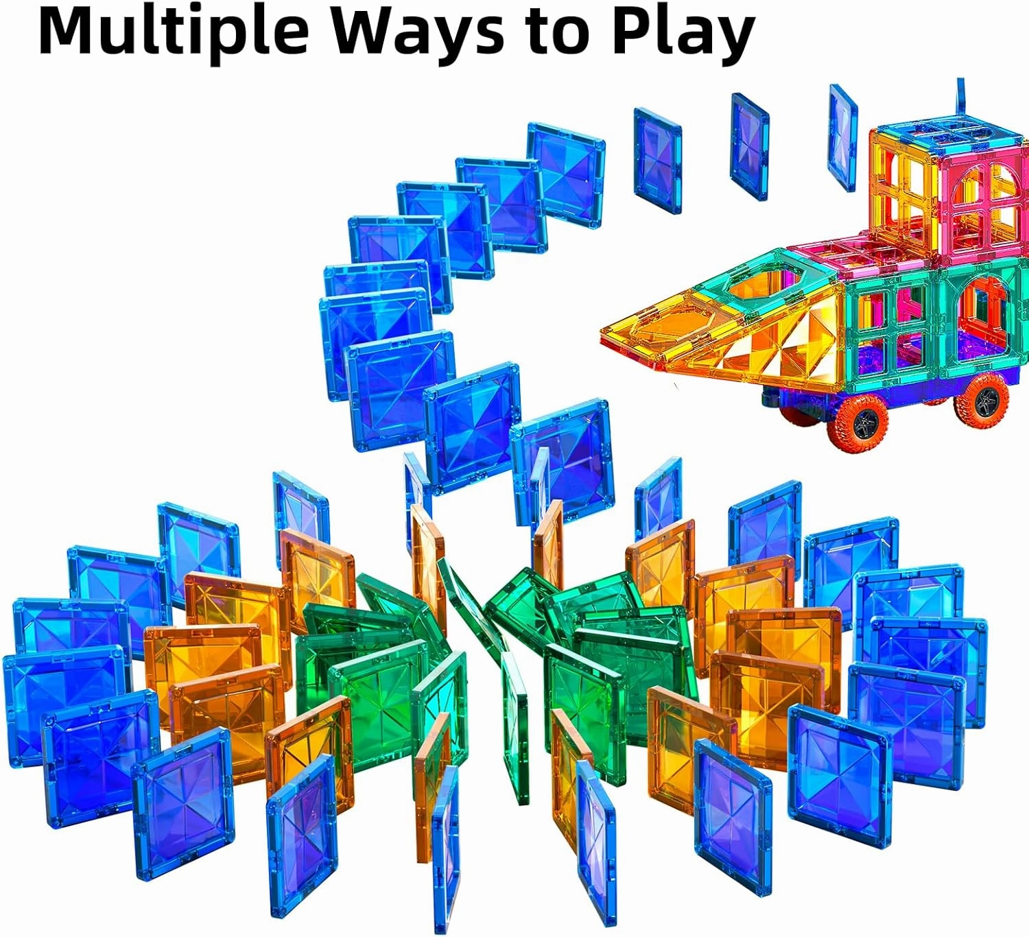 TEMI Magnet Tiles, 80 PCS Magnet Building Toy, Magnets Building Set, Learning and Education Toys Christmas Toy Gifts for Ages 3 4 5 6 7 8  Year Old Toddler Kids Boys and Girls