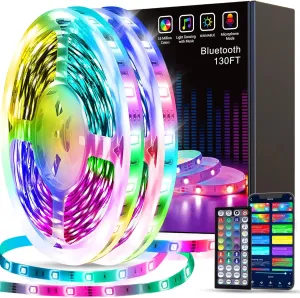 Tenmiro Led Strip Lights 130ft (2 Rolls of 65ft) Smart Light Strips with App Control RGB Led Lights for Bedroom，Music Sync Color Changing Lights for Room Party