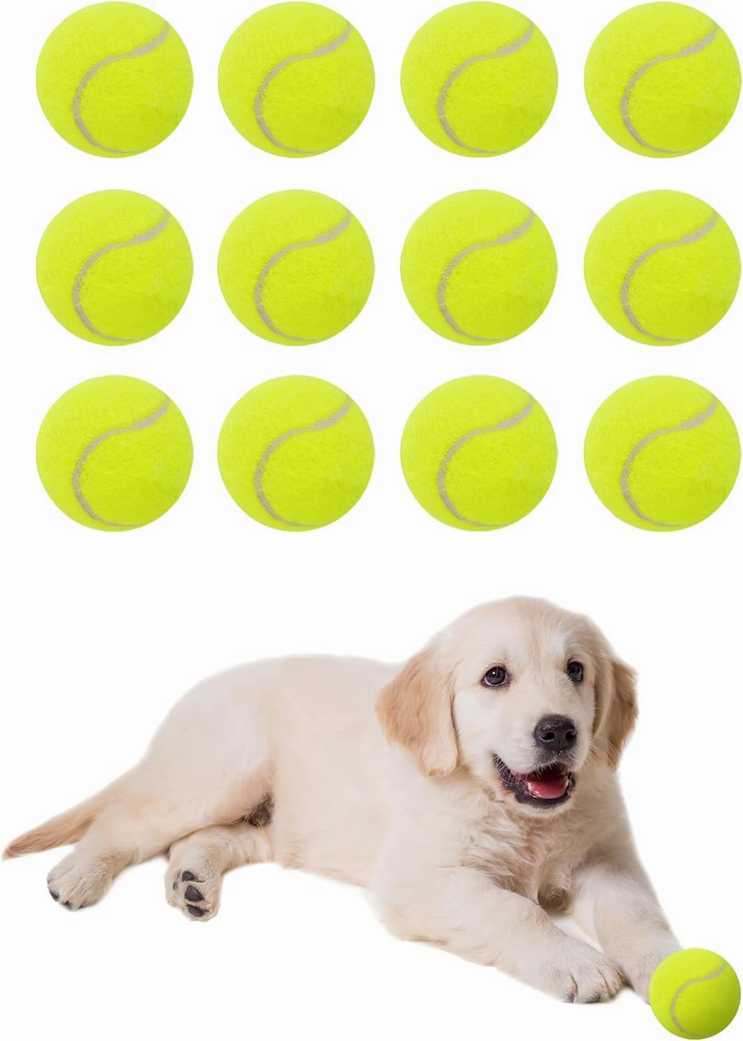 Tennis Balls for Small and Medium Size Dogs, 2" Mini Tennis Balls for Indoor Outdoor, Compatible with Dog Ball Launcher (12PCS)