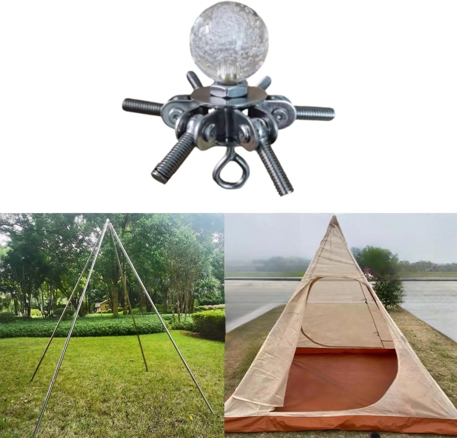 Tent Pole Connector Roof Center Bracket Steel Heavy Duty M8 Thread Connecting Head End Fittings for Outdoor Canopy Household