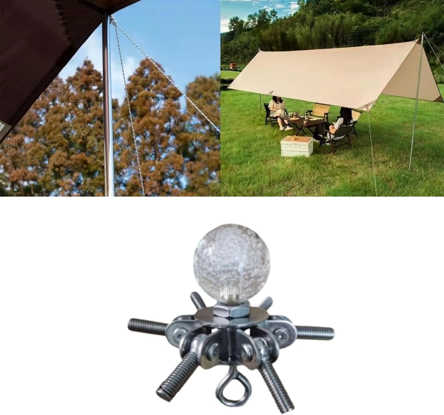 Tent Pole Connector Roof Center Bracket Steel Heavy Duty M8 Thread Connecting Head End Fittings for Outdoor Canopy Household