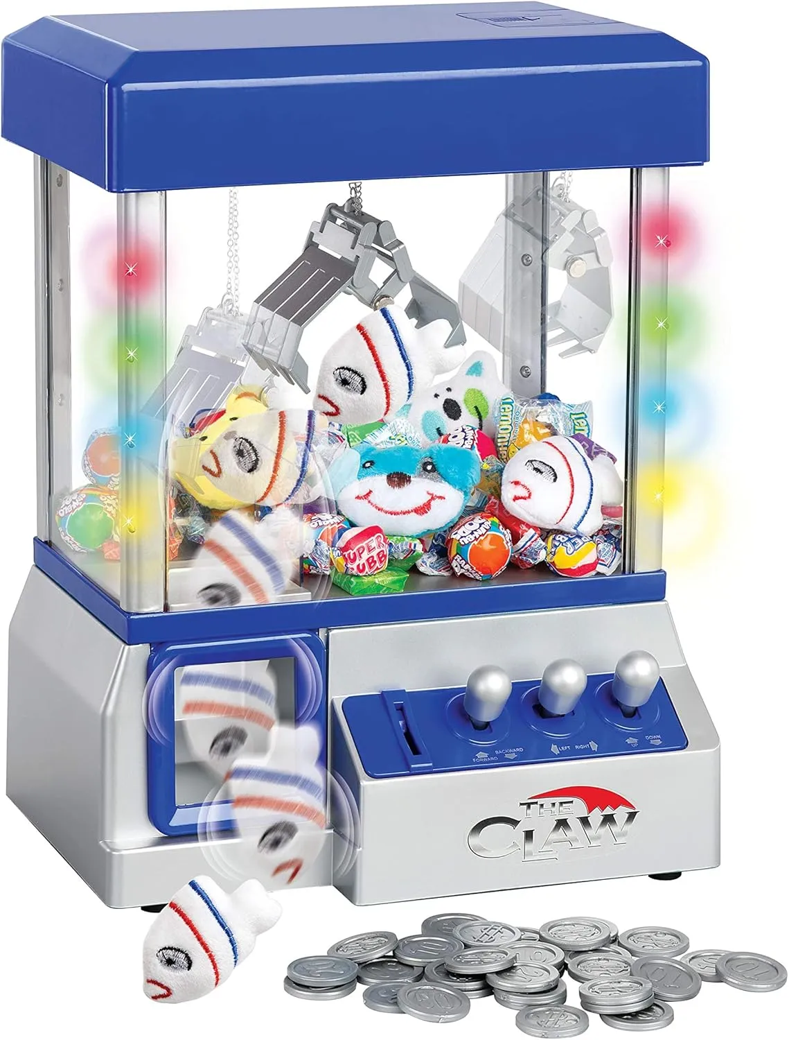 The Claw Toy Grabber Machine with Flashing lights & Sounds and Animal Plush - Features Electronic Claw Toy Grabber Machine, Animation, 4 Animal Plush & Authentic Arcade Sounds Exciting Play (Blue)