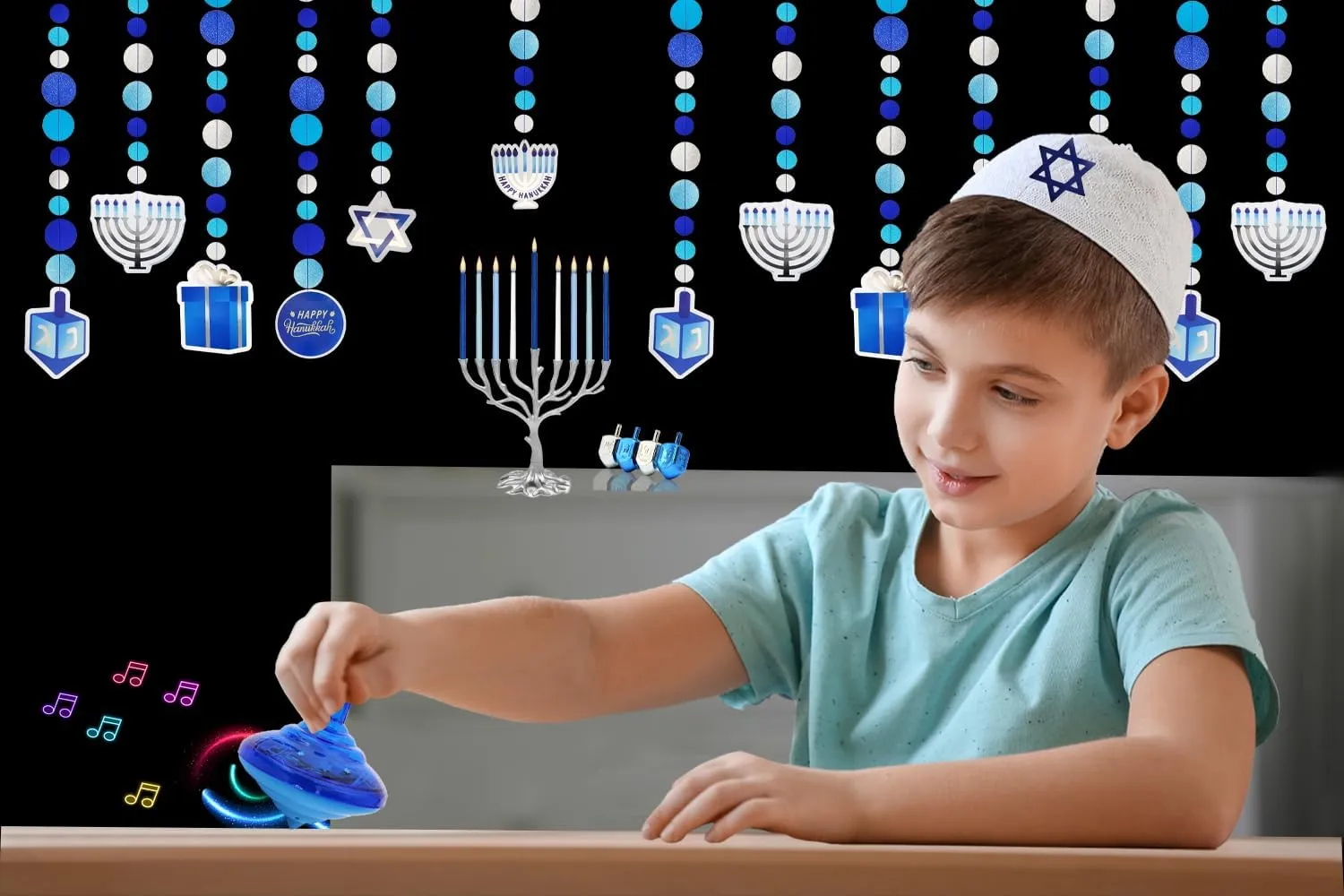 The Dreidel Company Hanukkah Musical Light-Up Dreidel Spinning Tops Set, Plays 2 Classic Hanukkah Songs, Assorted Colors (Pack of 12)