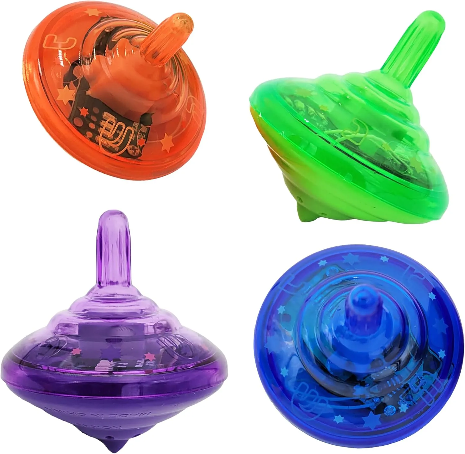 The Dreidel Company Hanukkah Musical Light-Up Dreidel Spinning Tops Set, Plays 2 Classic Hanukkah Songs, Assorted Colors (Pack of 12)