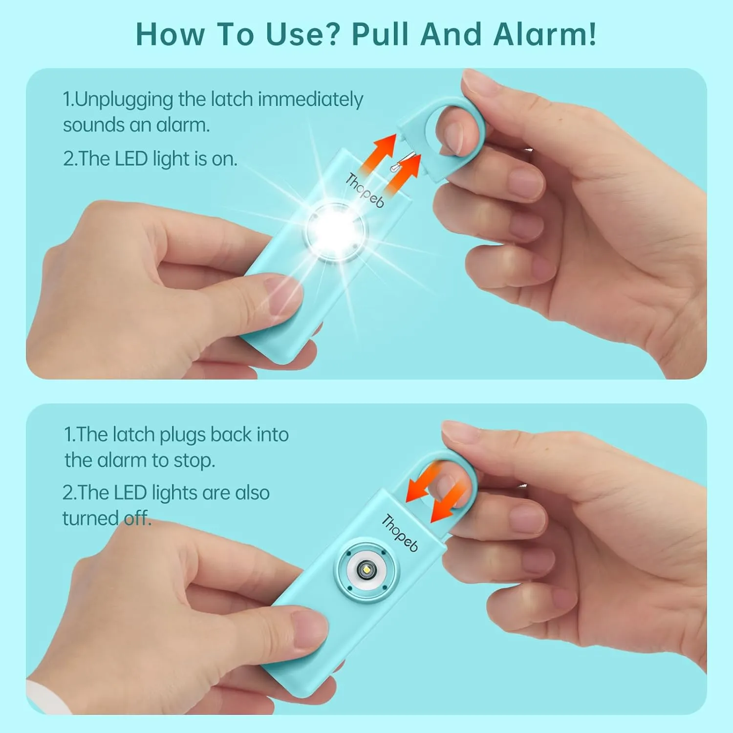 The Original Personal Safety Alarm for Womenn by Women– Loud Siren Birdie Sound, Strobe SOS LED Light, Be Safe with Personal Alarm– Self Defense Keychain for College Essentials (Aqua)