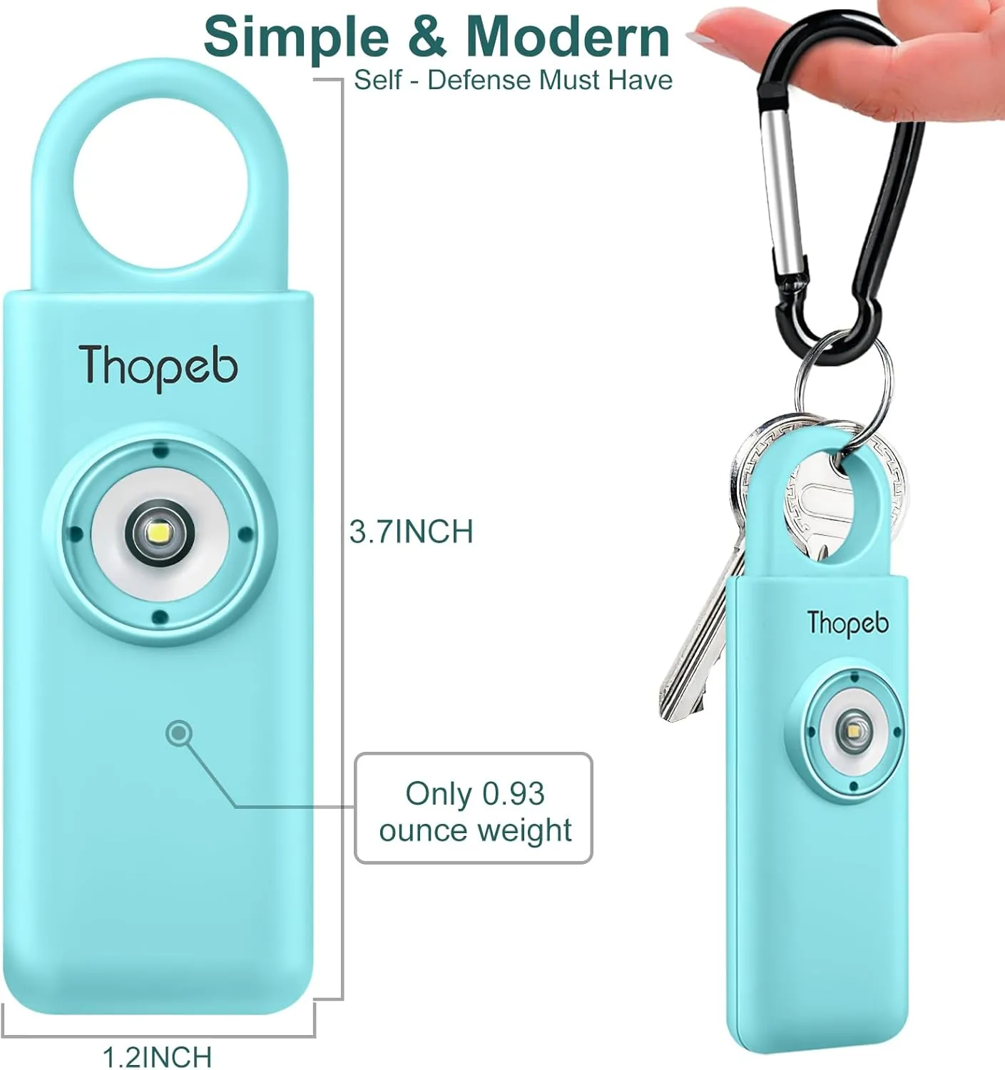 The Original Personal Safety Alarm for Womenn by Women– Loud Siren Birdie Sound, Strobe SOS LED Light, Be Safe with Personal Alarm– Self Defense Keychain for College Essentials (Aqua)