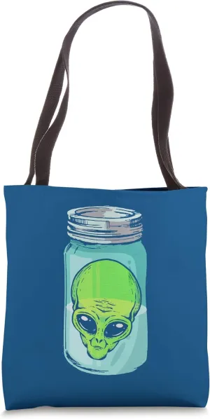 The Specimen - Green Alien Head in Glass Jar UFO Believer Tote Bag