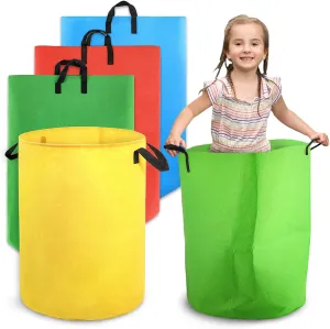 Thickened Felt Potato Sack Race Bags 4 Pics,15.7"x27" Outdoor Lawn Games for Adults and Kids,Large Gunny Sacks Burlap Bags,Suitable for Outdoor Sports Games (4 Color)