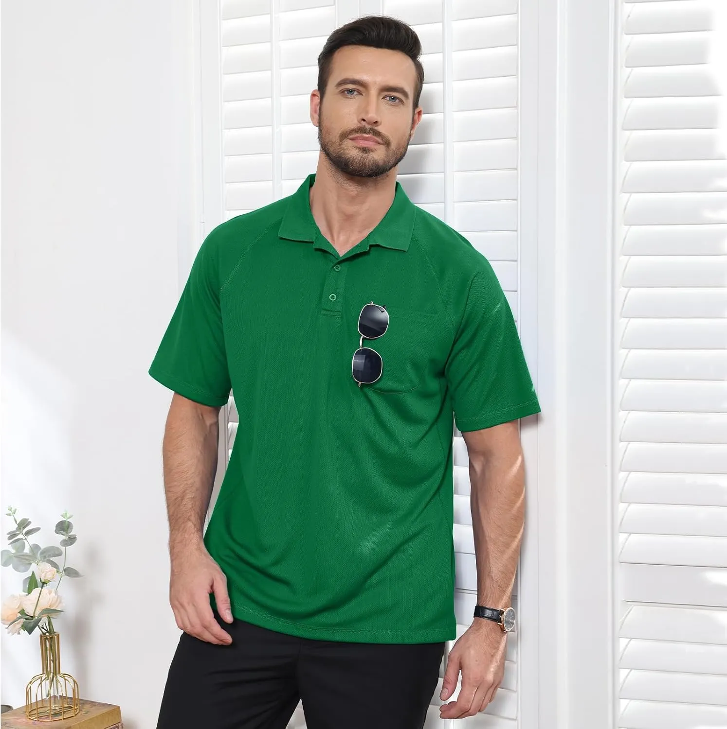 TIHEEN Golf Shirts for Men,Short Sleeve Moisture Wicking Proformance Big & Tall Polo Shirts