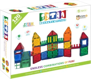 TILES 120-Piece Magnetic Tiles Building Set, 1000s of Creations, Race Cars, 3D Structures, Ergonomic Design, Kids’ STEM Toy, Architecture, Innovative Play, includes Storage Bag, Ages 3 and Up