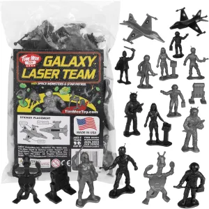 TimMee Galaxy Laser Team Space Figures - Black vs Silver 50pc Set - Made in USA
