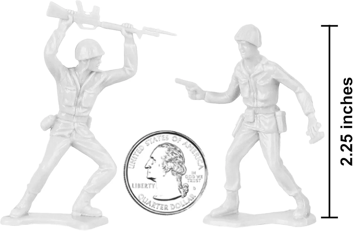 TimMee Plastic Army Men - White 48pc Toy Soldier Figures - Made in USA