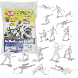 TimMee Plastic Army Men - White 48pc Toy Soldier Figures - Made in USA