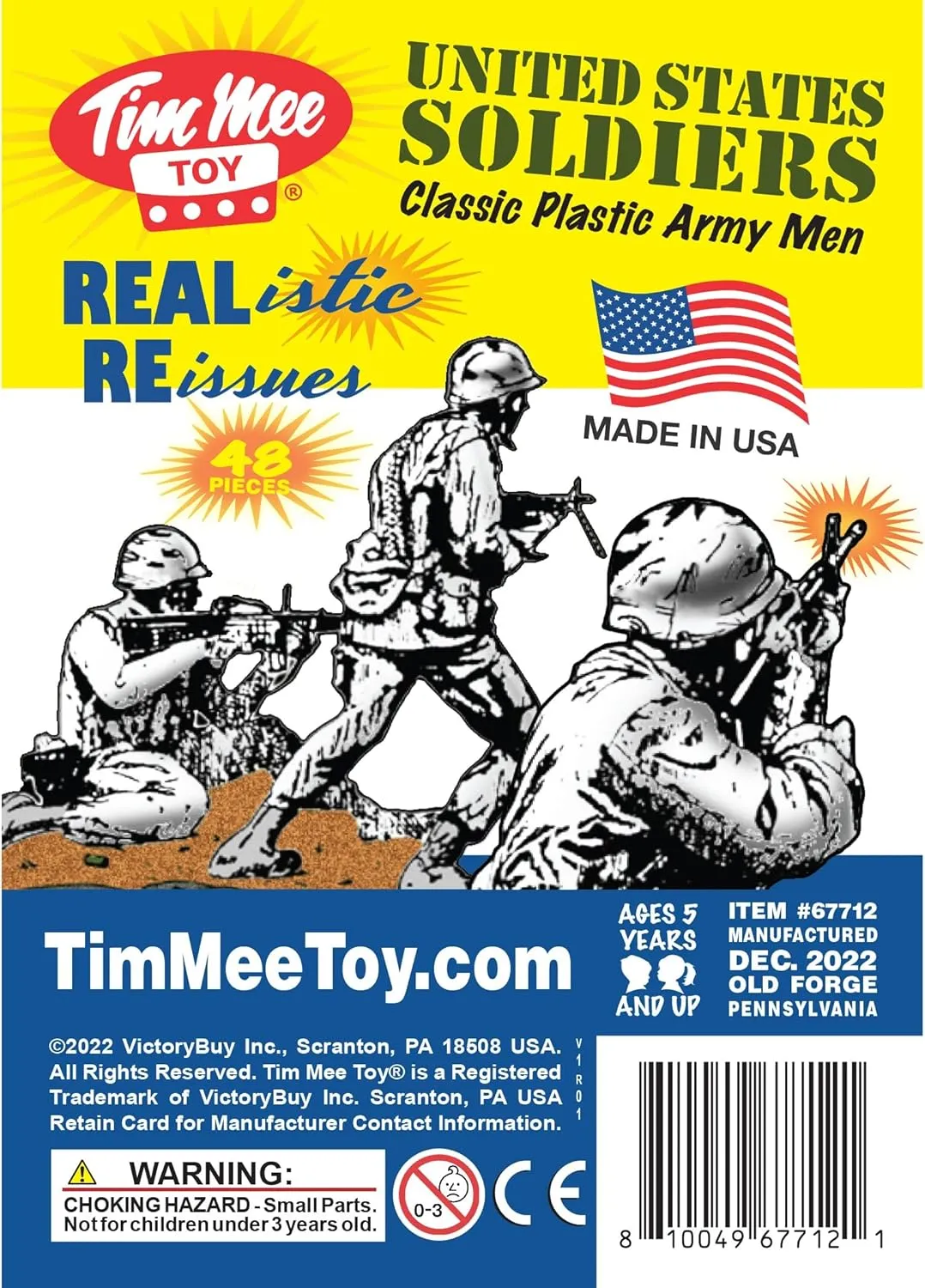 TimMee Plastic Army Men - White 48pc Toy Soldier Figures - Made in USA