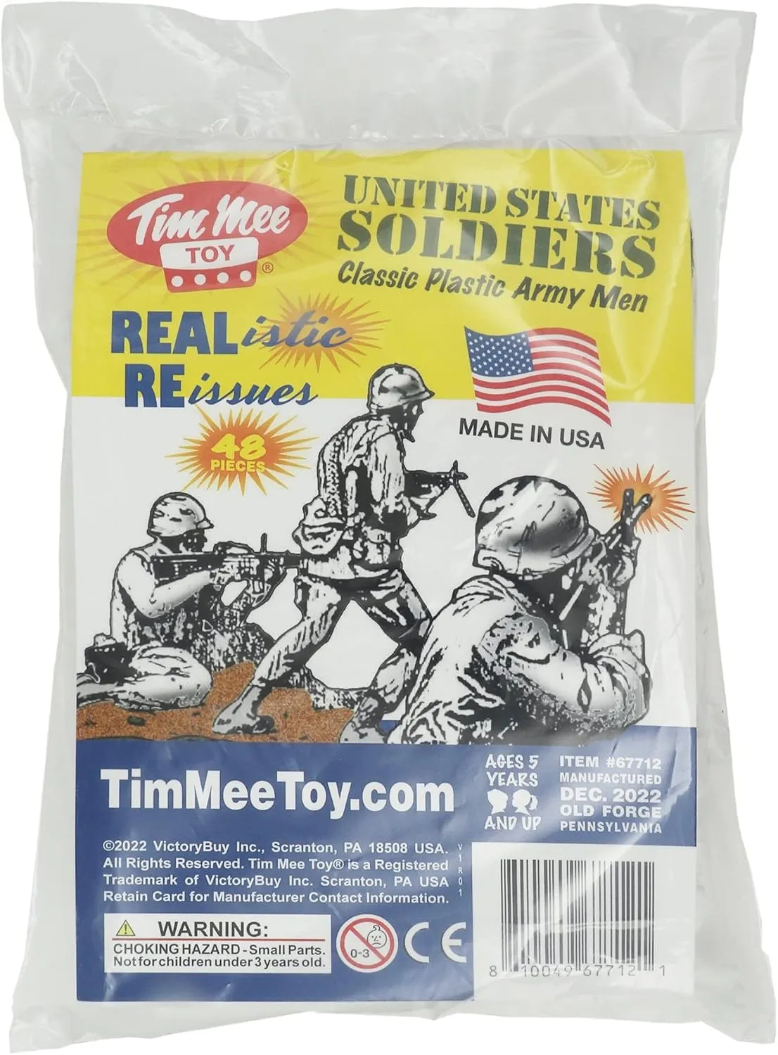 TimMee Plastic Army Men - White 48pc Toy Soldier Figures - Made in USA