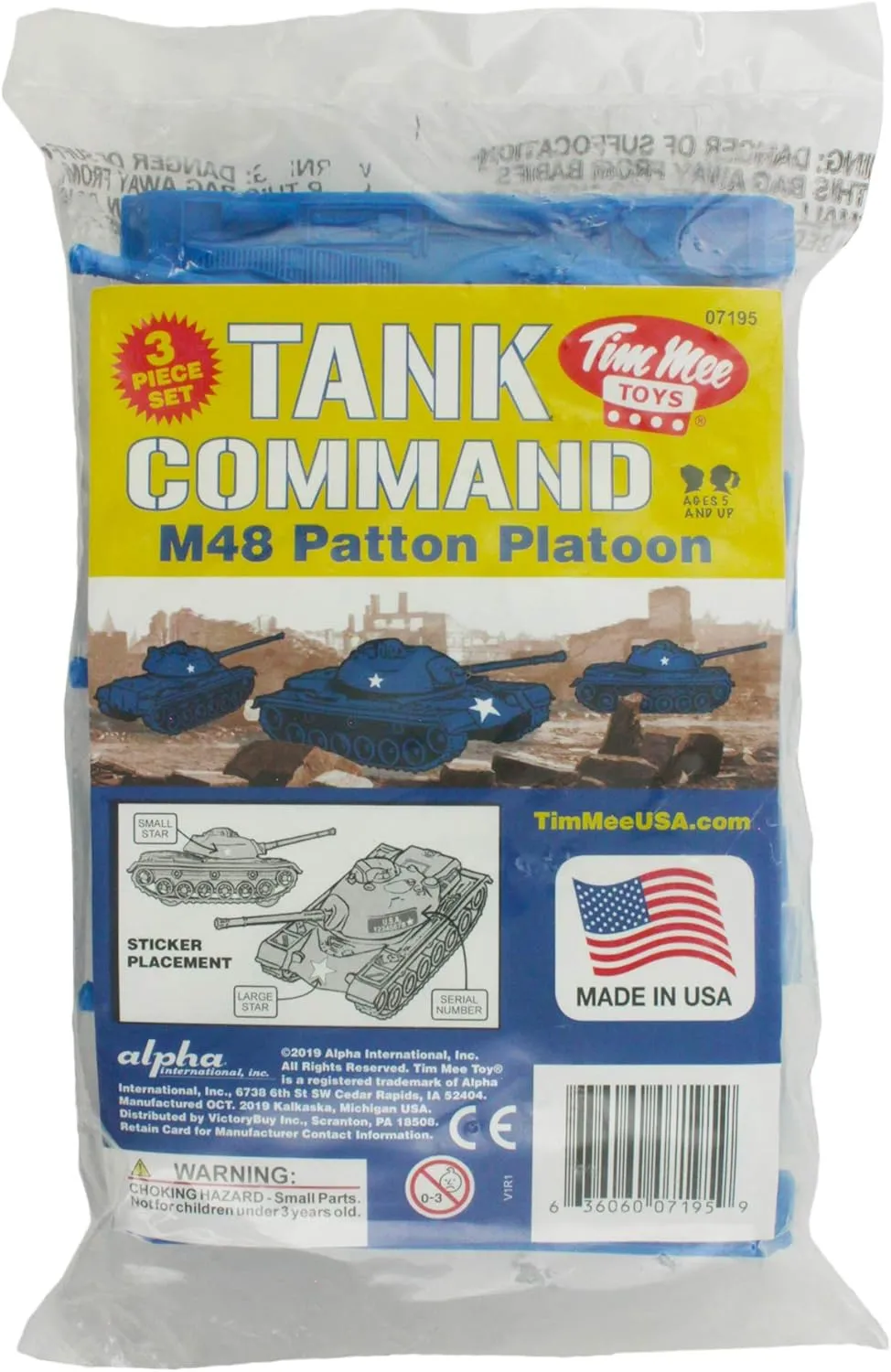 TimMee Toy Tanks for Plastic Army Men - Blue WW2 3pc - Made in USA