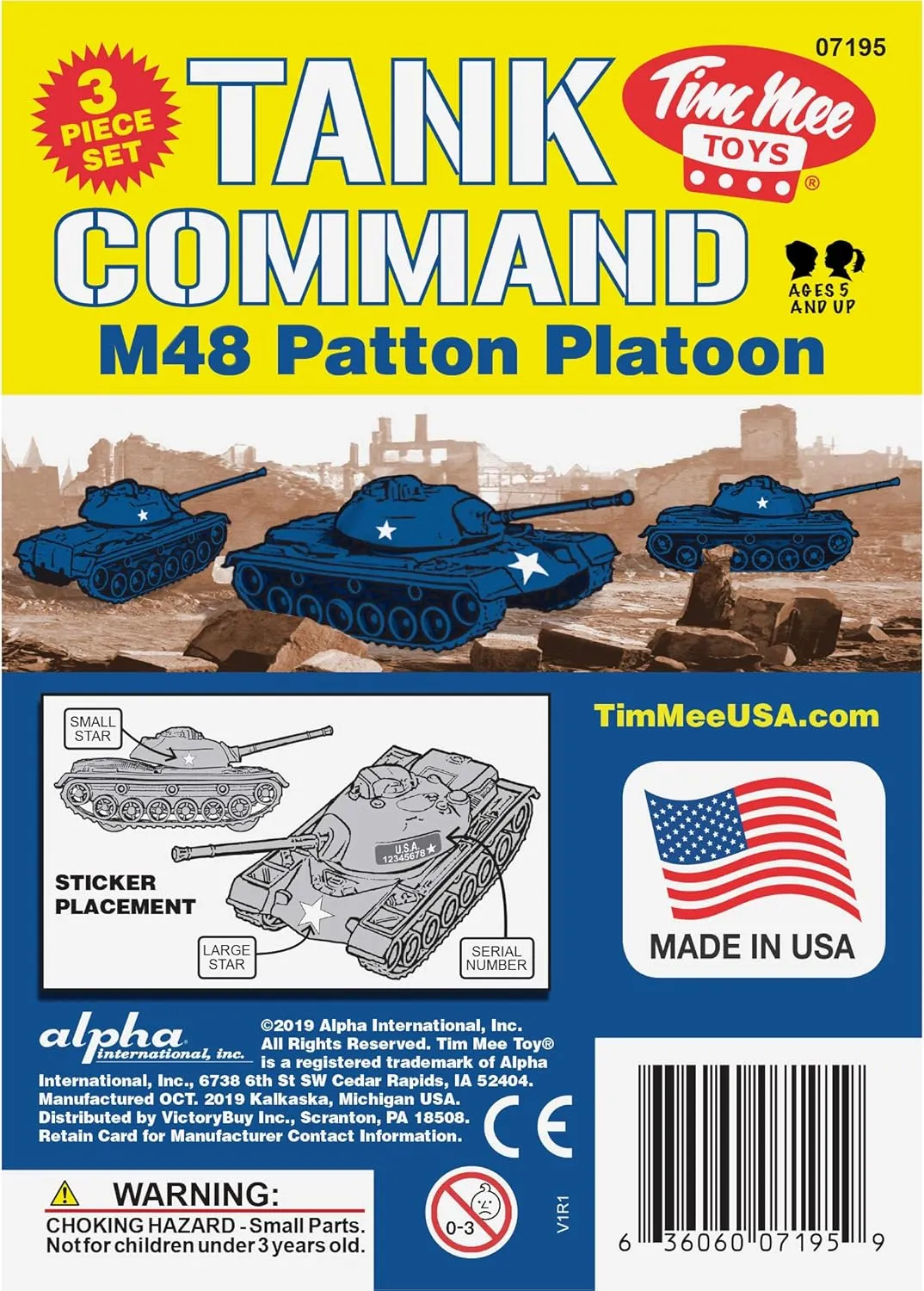 TimMee Toy Tanks for Plastic Army Men - Blue WW2 3pc - Made in USA