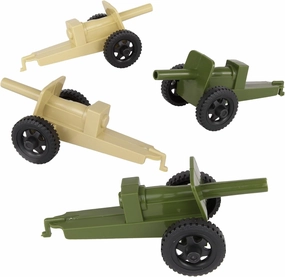 TimMee M3 Artillery - OD Green & Tan 4pc Plastic Army Men Cannon Playset US Made