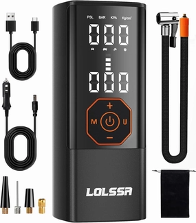 Tire Inflator Portable Air Compressor-25000mAh＆180PSI Air Pump for Car Tires-Cordless Tire Pump with Pressure Gauge, Cigarette Lighter Plug for Motorcycle, Bike, Ball, Dual-Use Type (Black)