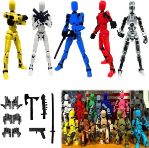 Titan13 Action Figure, Lucky Robot 13 Action Figure,3D Printed Multi-Jointed Movable Action Figures,Dummy Robot 13 Figure Creative Gifts for Kids Adults (5pcs)