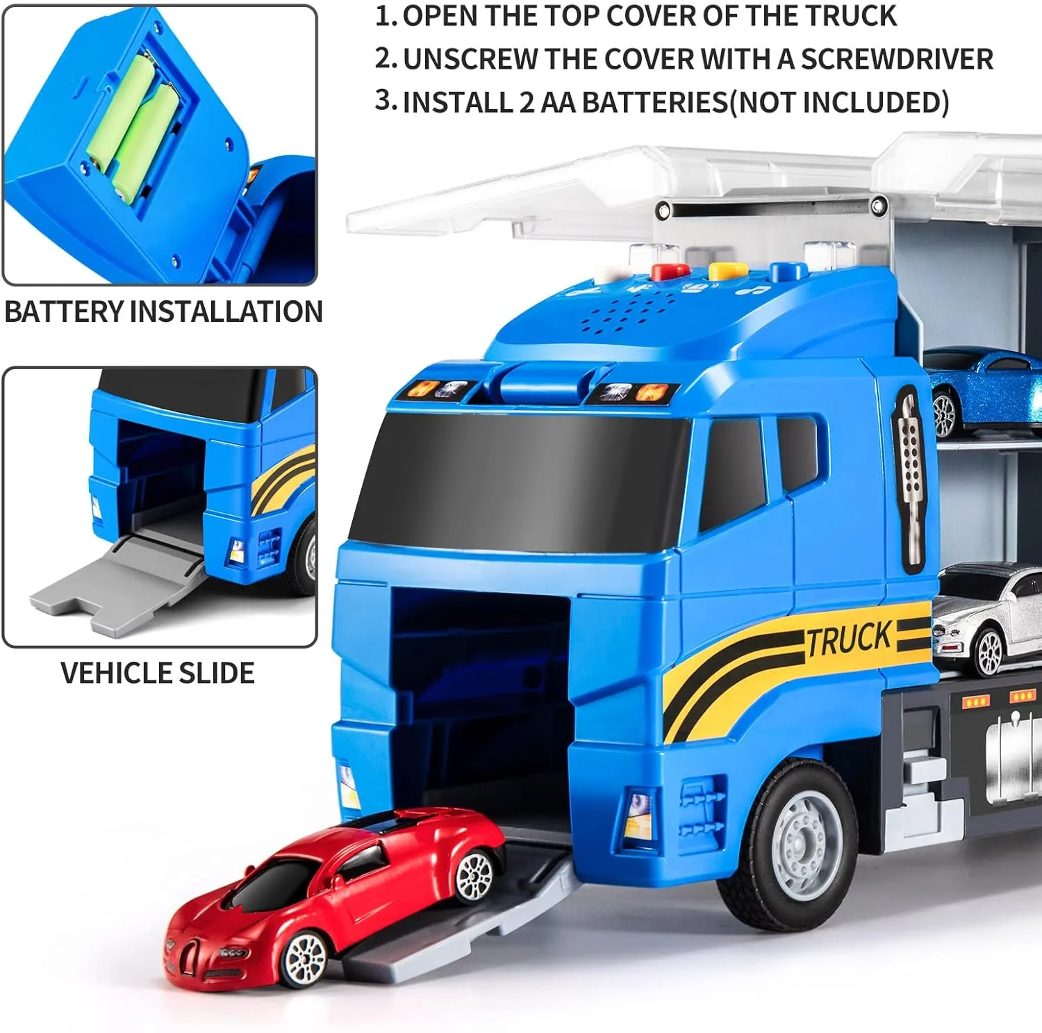 Toddler Toys for 3-9 Years Old Boys Race Model Car Double Side Transport Vehicle W/Play Mat, Die-cast Alloy Metal Car Toy Set Gifts for Age 3 4 5 6 Kids Child Boys Girls Birthday Party Favor