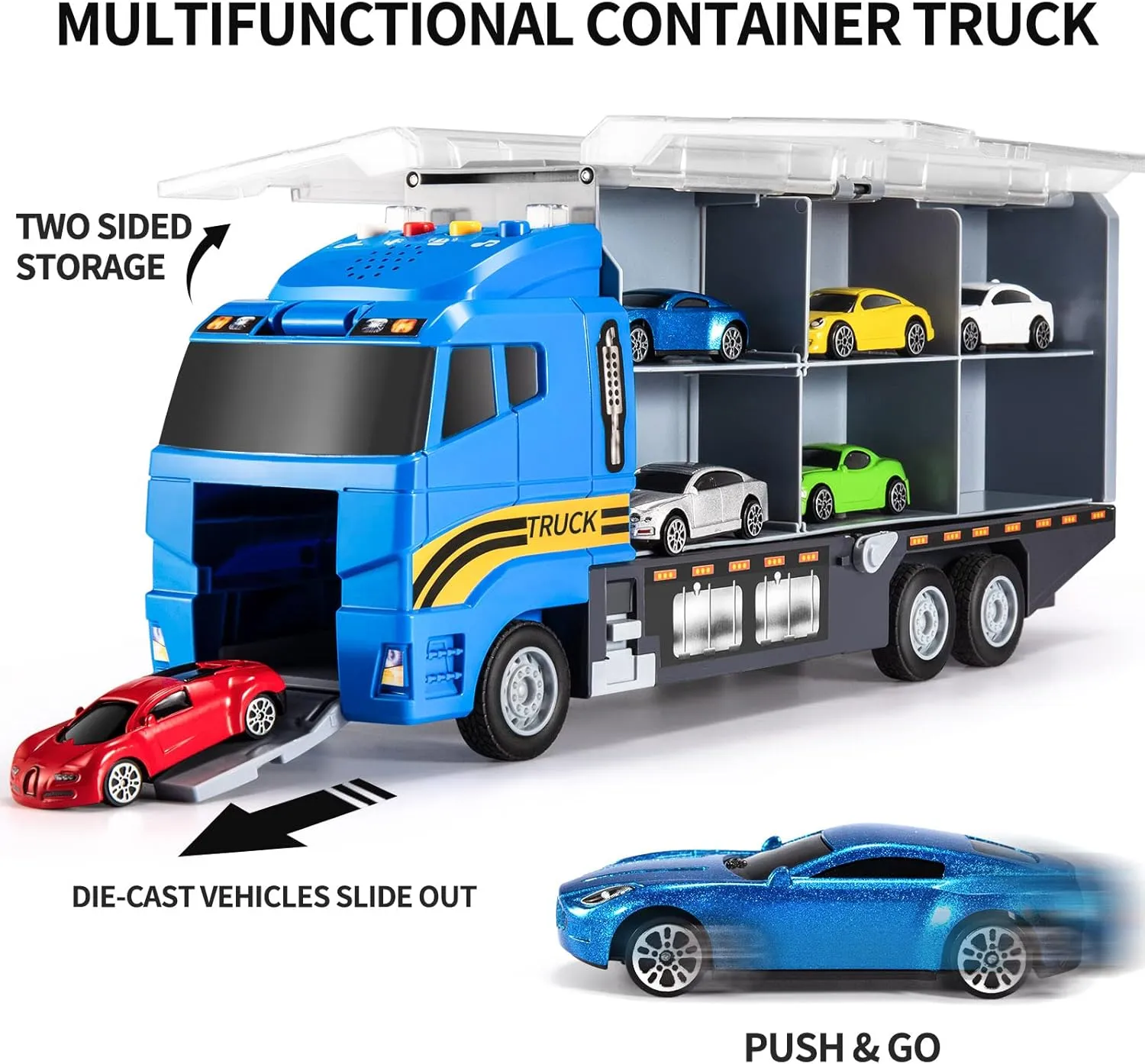 Toddler Toys for 3-9 Years Old Boys Race Model Car Double Side Transport Vehicle W/Play Mat, Die-cast Alloy Metal Car Toy Set Gifts for Age 3 4 5 6 Kids Child Boys Girls Birthday Party Favor