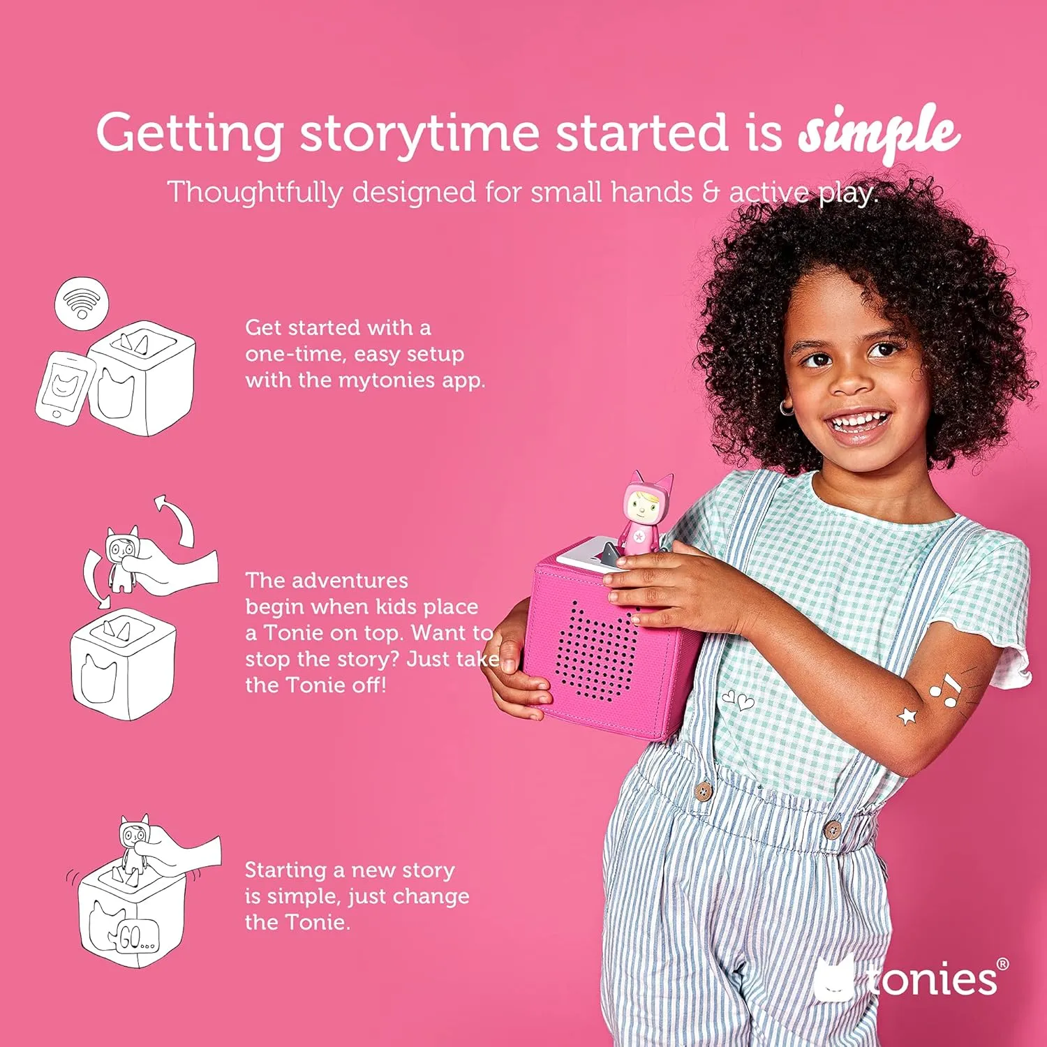 Toniebox Audio Player Starter Set with Playtime Puppy - Listen, Learn, and Play with One Huggable Little Box - Pink