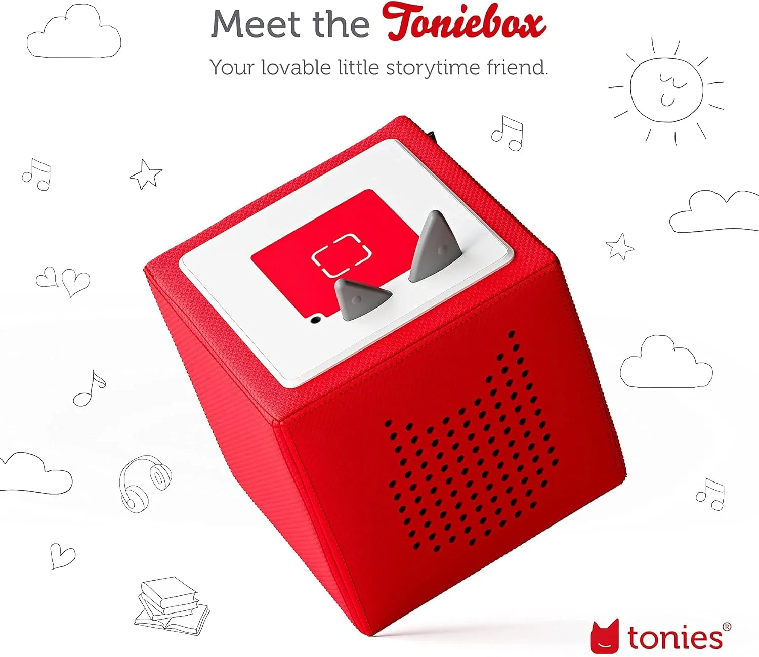 Toniebox Audio Player Starter Set with Playtime Puppy - Listen, Learn, and Play with One Huggable Little Box - Red