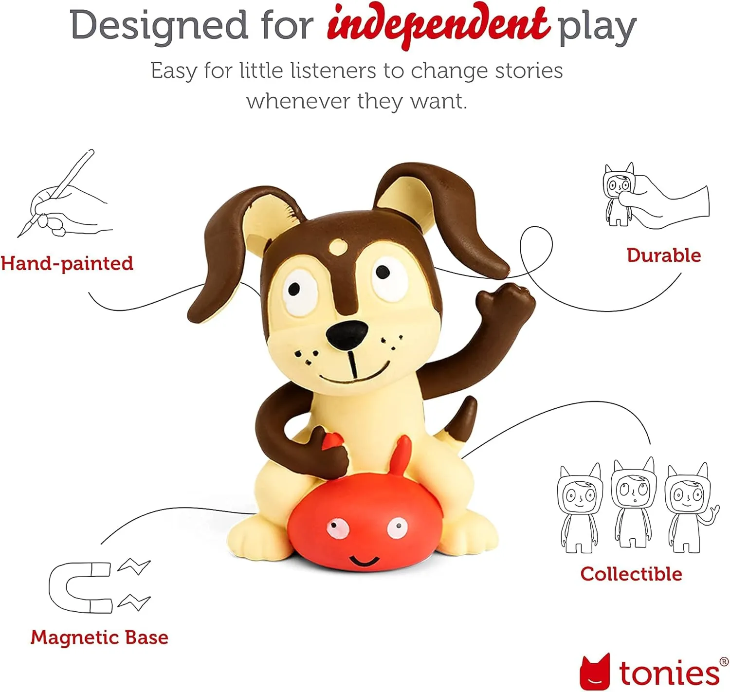 Toniebox Audio Player Starter Set with Playtime Puppy - Listen, Learn, and Play with One Huggable Little Box - Red