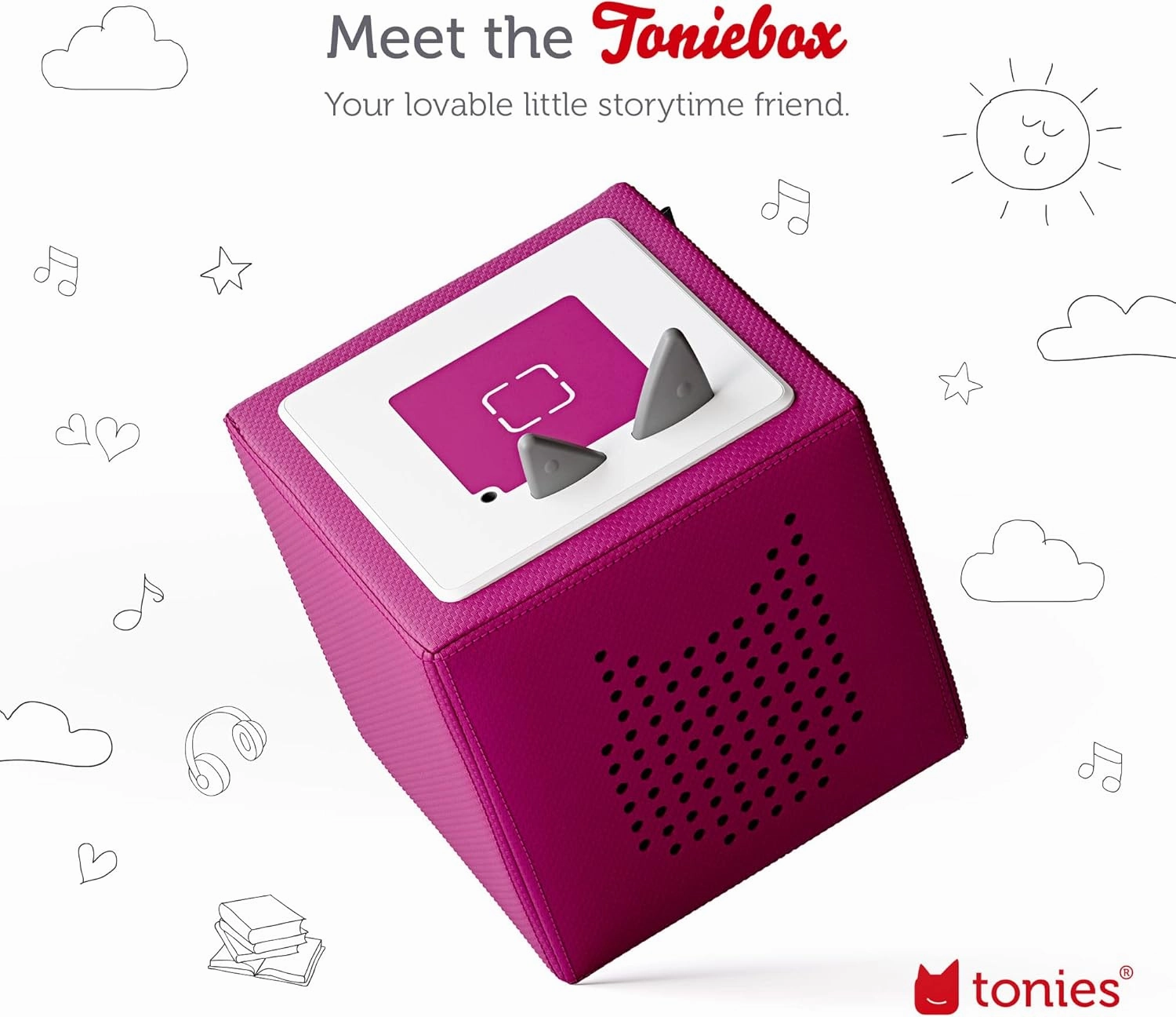 Toniebox Audio Player Starter Set with Cinderella, Belle, Moana, Tangled, and Playtime Puppy - Listen, Learn, and Play with One Huggable Little Box - Purple
