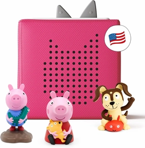 Toniebox Audio Player Starter Set with Peppa Pig, George, and Playtime Puppy - Listen, Learn, and Play with One Huggable Little Box - Pink