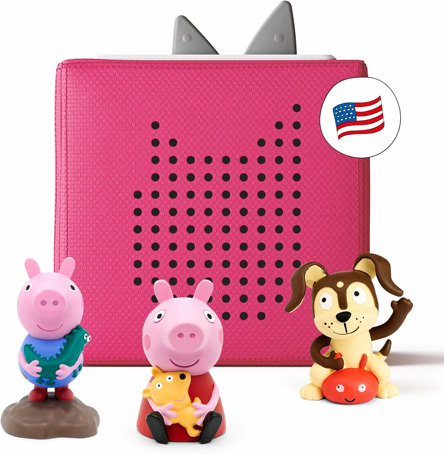 Toniebox Audio Player Starter Set with Peppa Pig, George, and Playtime Puppy - Listen, Learn, and Play with One Huggable Little Box - Pink