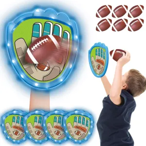 Toss and Catch Ball Game Set,Light-Up Kids Baseball Glove Sticky Mitt, Velcro Ball and Catch Games for Kids Ages 3-12, Football & Baseball Camping/Yard/Outdoor Sports Toy,Outdoor Game for Kids