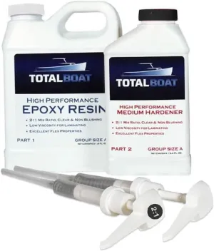 TotalBoat High Performance Epoxy Kit - Crystal Clear Marine Grade Resin and Hardener for Woodworking, Fiberglass, Wooden Boat Building and Repairs (1.5 Quart, Medium)