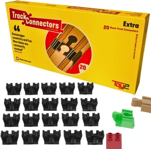 TOY2 Plastic Track Connectors for Wooden Train Set - 20 Compatible Train Connectors for Duplo & Brio Train Set - Spare Parts for Wooden Train Track Set Track Connectors Basis