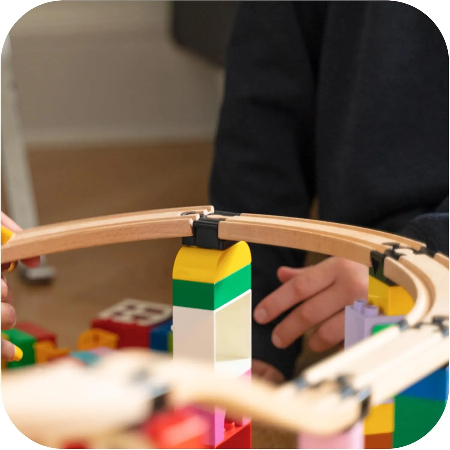 TOY2 Plastic Track Connectors for Wooden Train Set - 20 Compatible Train Connectors for Duplo & Brio Train Set - Spare Parts for Wooden Train Track Set Track Connectors Basis