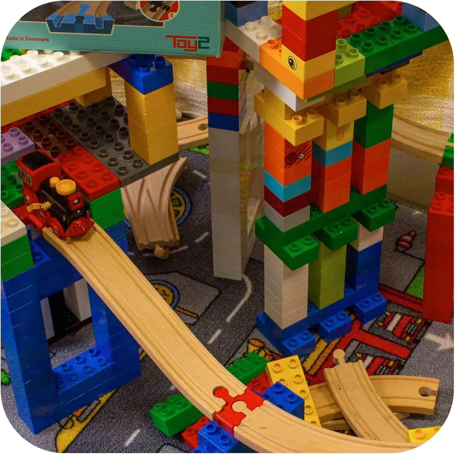 TOY2 Plastic Track Connectors for Wooden Train Set - 20 Compatible Train Connectors for Duplo & Brio Train Set - Spare Parts for Wooden Train Track Set Track Connectors Basis