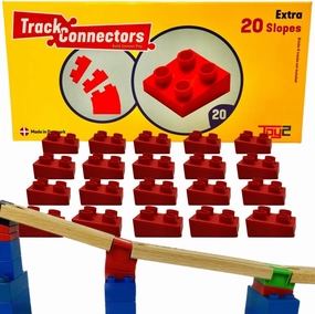 TOY2 Wooden Train Track Accessories - Track Connectors for Wooden Train Set & Building Bricks - Educational Toys for Stem Bins, Toy Building Sets & Learning Games Track Connectors Slopes, 20 pcs