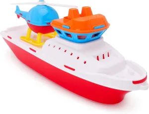 Toyland® 42cm (17") Colourful Helicopter Tugboat with Helicopter Included - Kids Floating Water Toy - Pool & Bathtime Boat Toys - Age 2 Years 