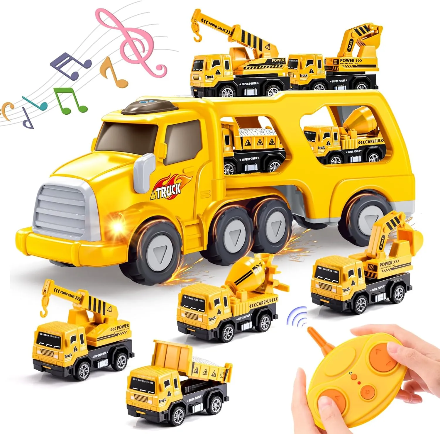 Toys for 1-5 Year Old Boy,SnapGlowz Remote Control Car for Toddlers 1 2 3 4 5 Construction Toys Boy Toddler Cars for 1-3 Trucks for 1-4 Years Easter Gifts 1-3 Year Old