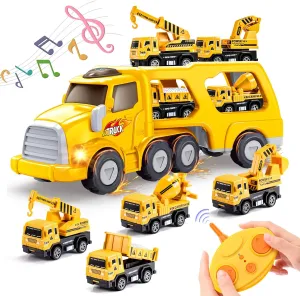 Toys for 1-5 Year Old Boy,SnapGlowz Remote Control Car for Toddlers 1 2 3 4 5 Construction Toys Boy Toddler Cars for 1-3 Trucks for 1-4 Years Easter Gifts 1-3 Year Old