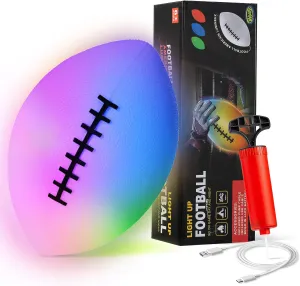 Toysery Light Up Football - Glow in The Dark LED Ball - Football for Night Sports - Fun Boy Toys for Beach and Backyard - Outdoor Sports Birthday Gifts for Boys Ages 3 and Above (White)