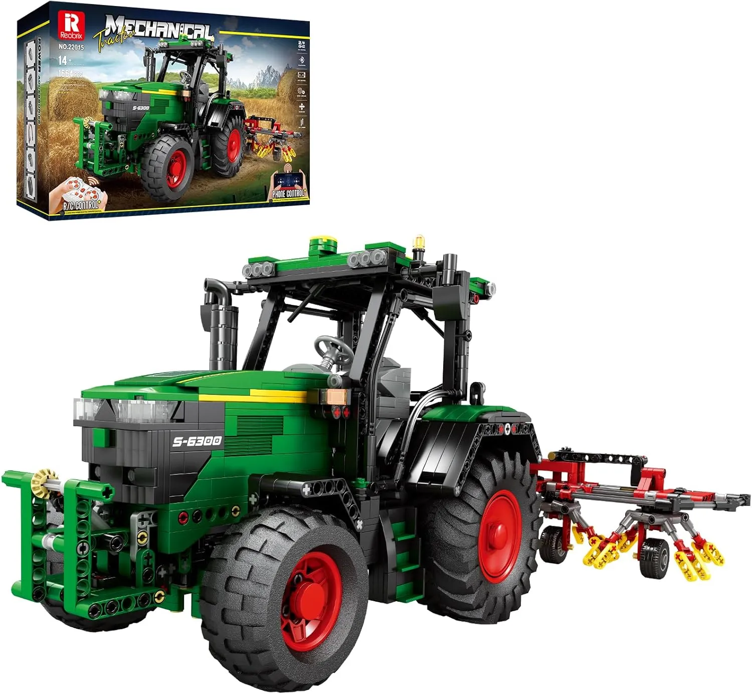 Tractor Building Blocks Set 22015, APP Remote Control Construction Toy Vehicle Model Kit for Adult, Farm Technic Truck Model Kit, Gifts for Boys and Girls 14 
