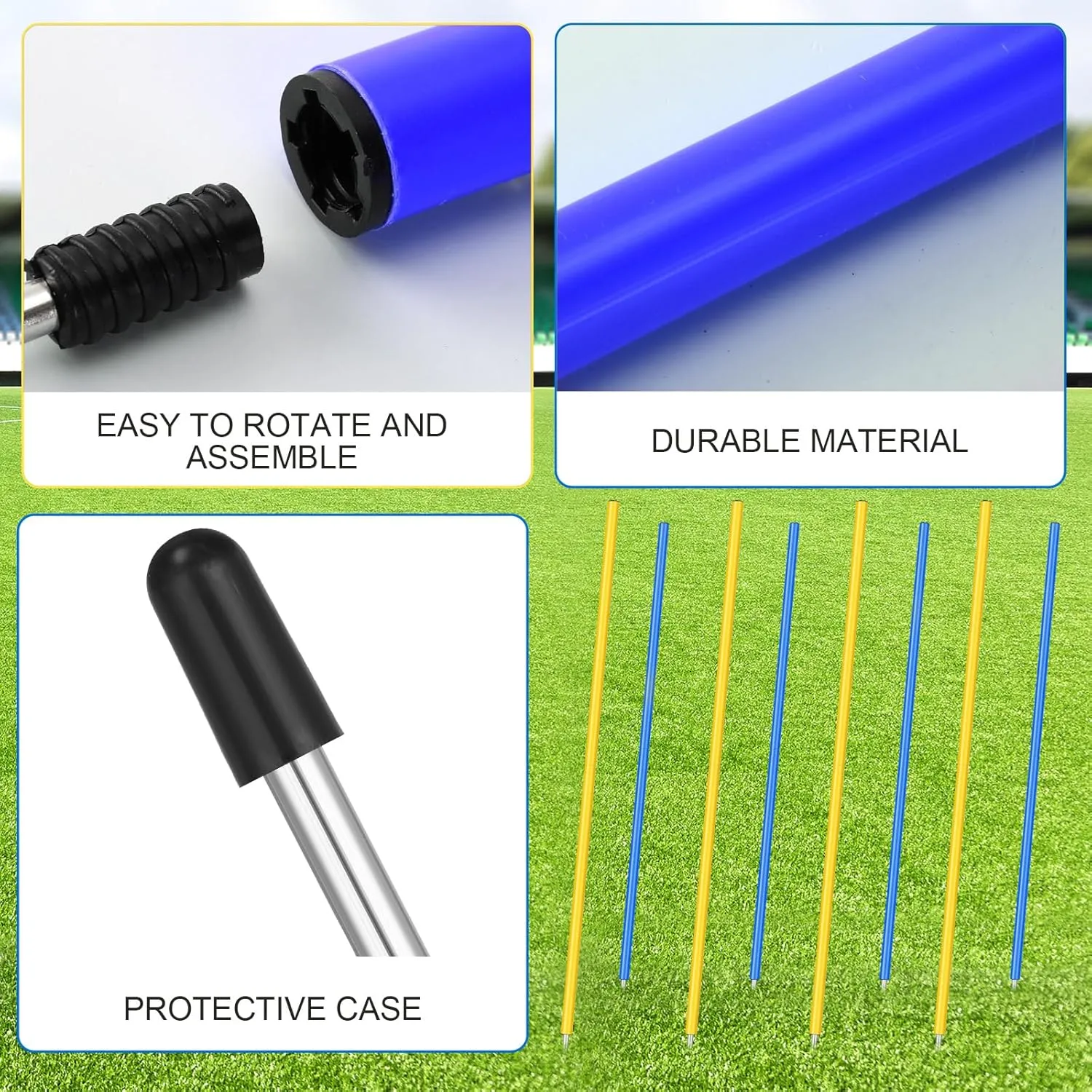 Training Agility Poles 5ft Adjustable Soccer Training Poles Soccer Practice Sticks Sports Speed and Agility Practice Equipment for Outdoor Speed Sport Drills