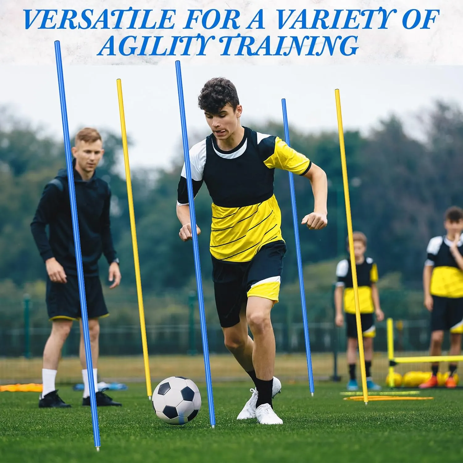 Training Agility Poles 5ft Adjustable Soccer Training Poles Soccer Practice Sticks Sports Speed and Agility Practice Equipment for Outdoor Speed Sport Drills