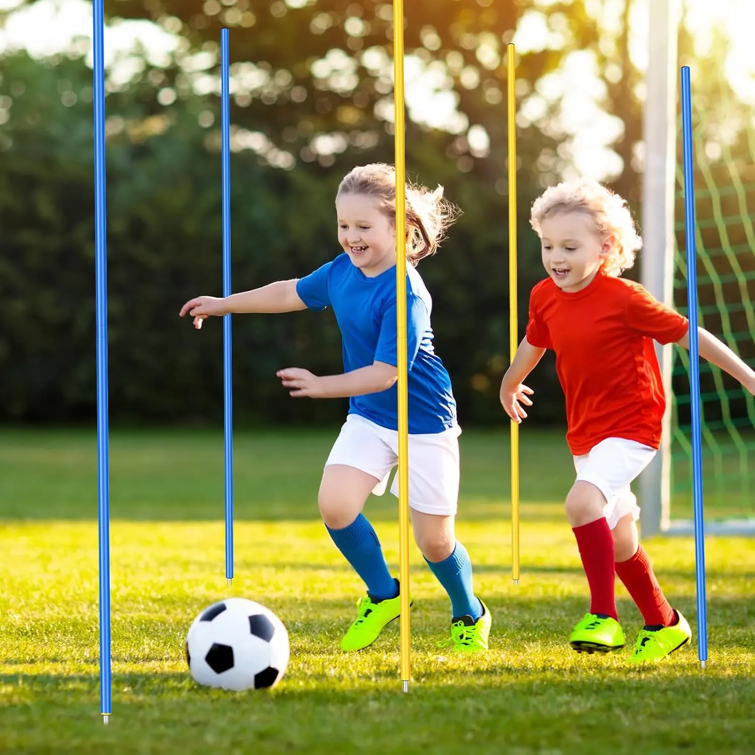 Training Agility Poles 5ft Adjustable Soccer Training Poles Soccer Practice Sticks Sports Speed and Agility Practice Equipment for Outdoor Speed Sport Drills