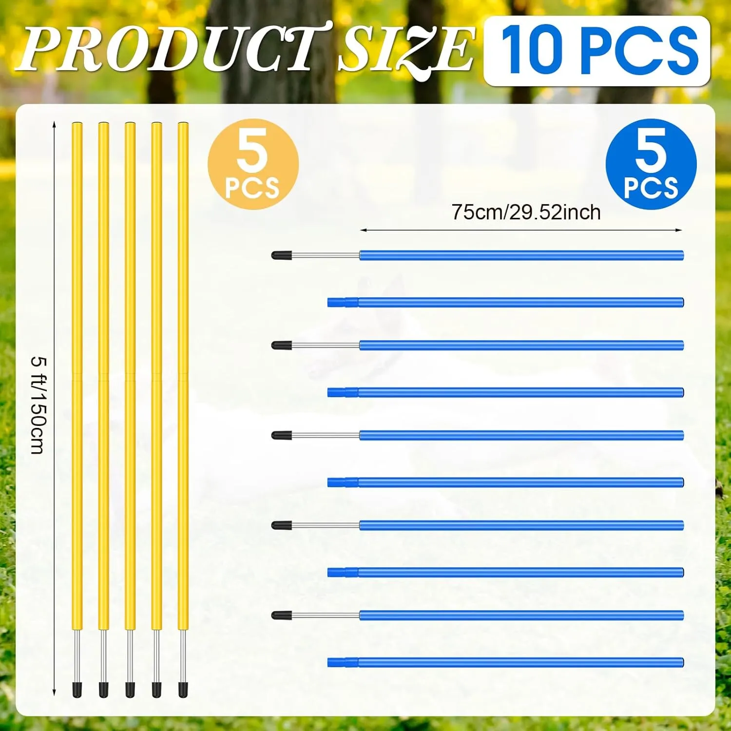 Training Agility Poles 5ft Adjustable Soccer Training Poles Soccer Practice Sticks Sports Speed and Agility Practice Equipment for Outdoor Speed Sport Drills