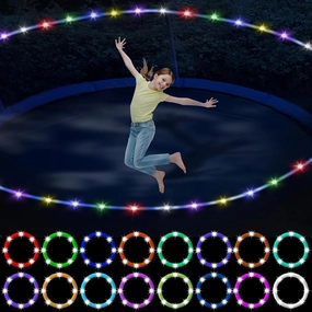 Trampoline LED Lights, 14.7ft Waterproof Strip Lights for Trampoline, Remote Control, 17 Colors & 7 Modes, Battery Powered, Outdoor Decoration for Parties, Birthdays, Pool & Yard